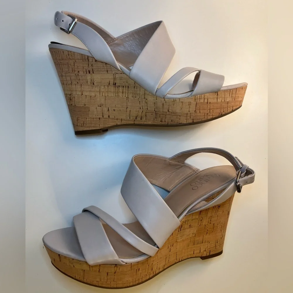 Franco Sarto Seneca Wedge Cork Heeled Sandal Slingback
